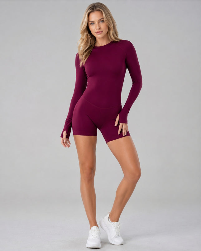 Defined Open Back One Piece - Vinröd