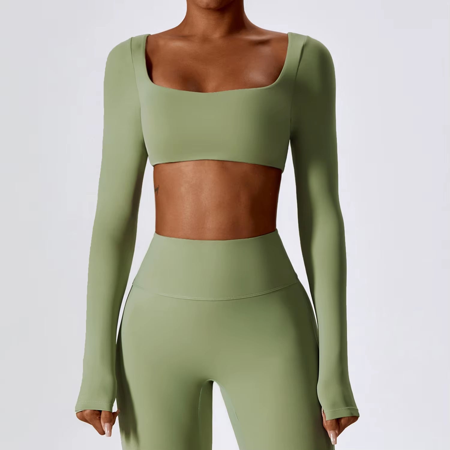 Women Crop Tops Yoga T-Shirts Solid Sports Top Long Sleeve Running Shirts Sexy Exposed Navel Quick Dry Fitness Gym Sport Wear