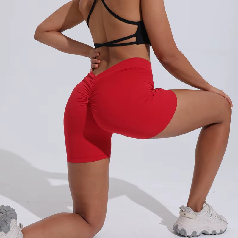 DIAS FIT JOY V-Back Shorts High Waisted Hip Lifting Yoga Shorts Women'S Nylon Tight Fitting Shorts Training Sports Fitness Pants