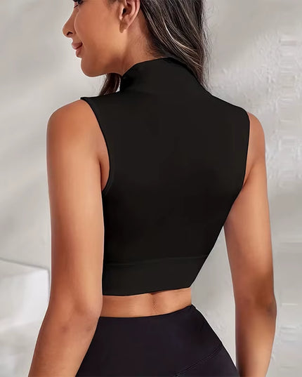 Seamless Tight Fitting Breathable Yoga Sports Zipper Vest Women'S Outdoor Running Shockproof Sleeveless Sports Fitness Suit