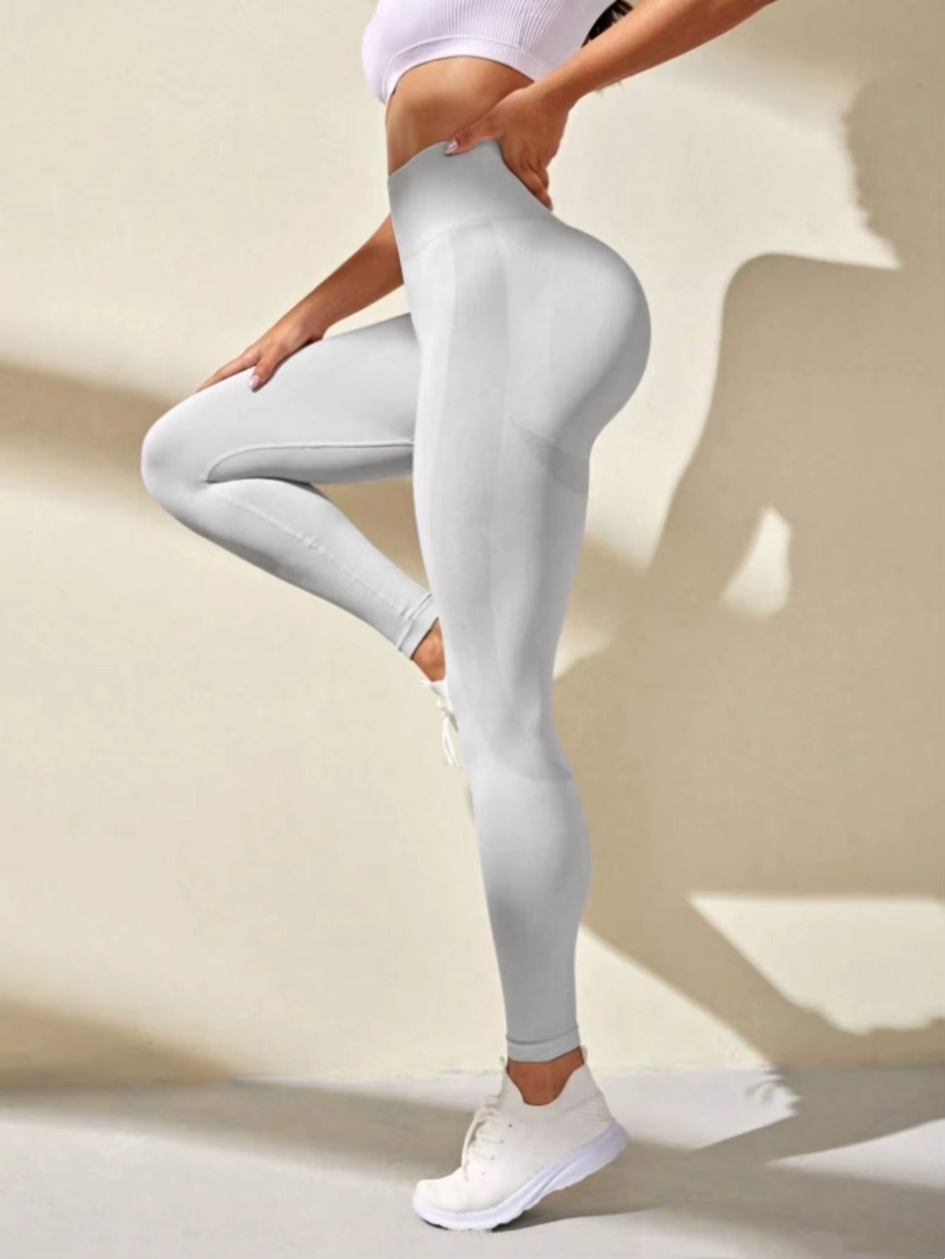 Peach Shaped Leggings - Ljusgrå