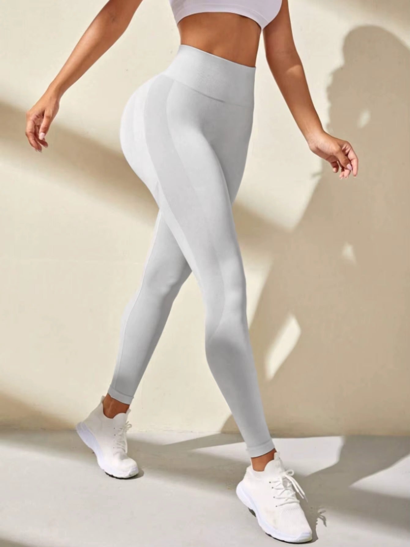 Peach Shaped Leggings - Ljusgrå