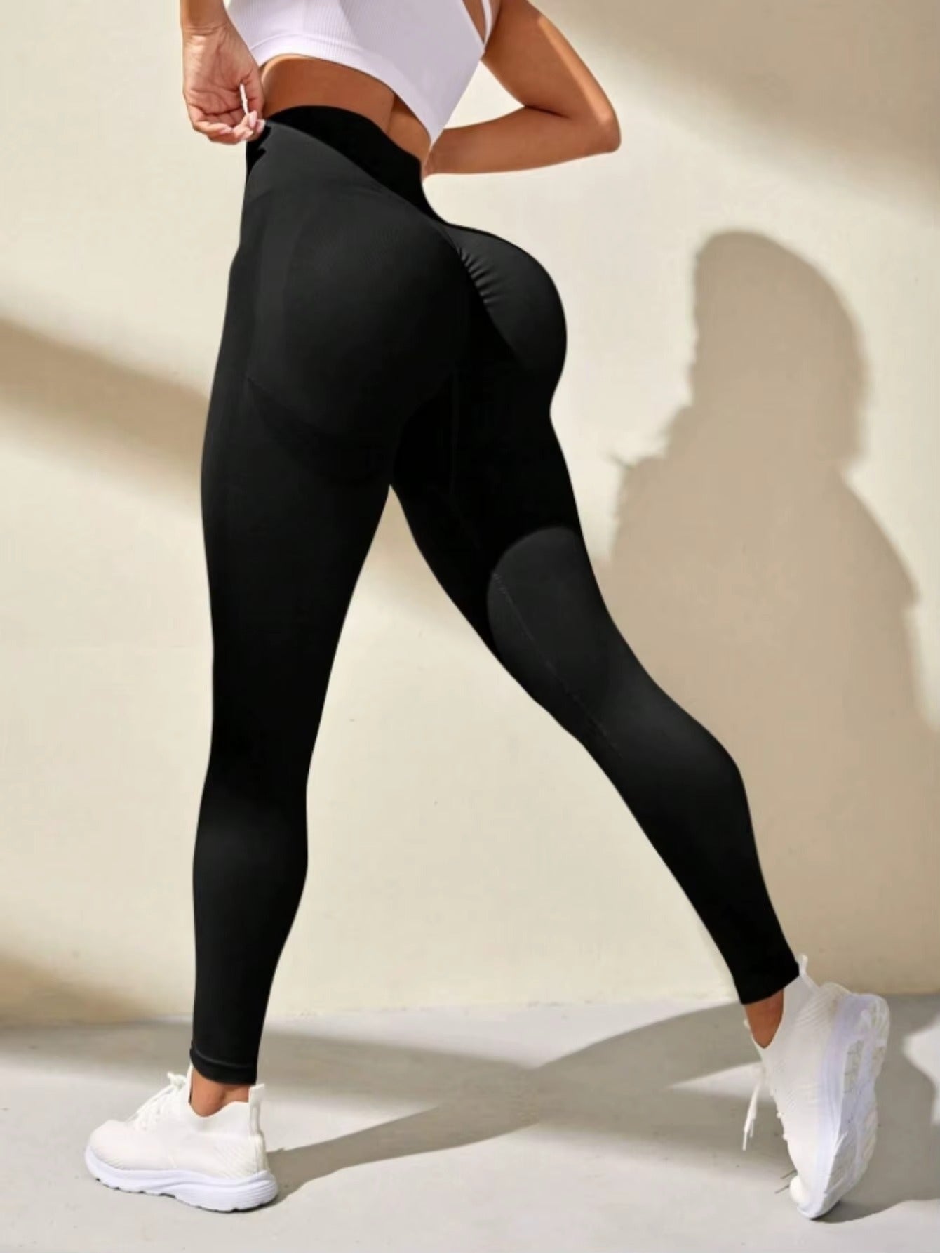 Peach Shaped Leggings - Svart