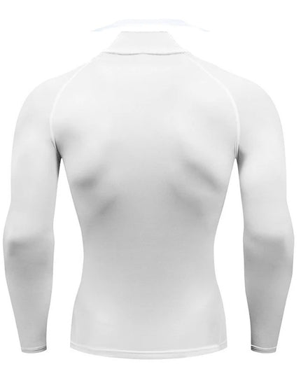 CTRL Pro pitkähihainen paita - Valkoinen miesten treenipaita, jossa vetoketjullinen aukko