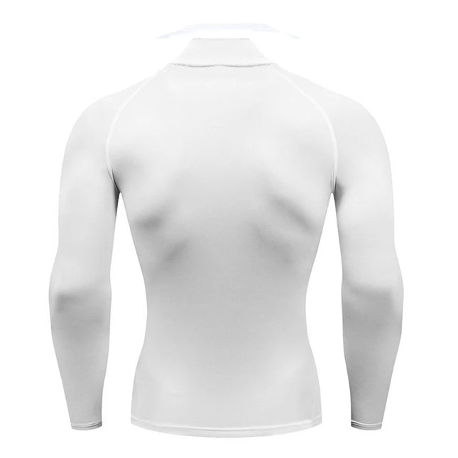 CTRL Pro pitkähihainen paita - Valkoinen miesten treenipaita, jossa vetoketjullinen aukko