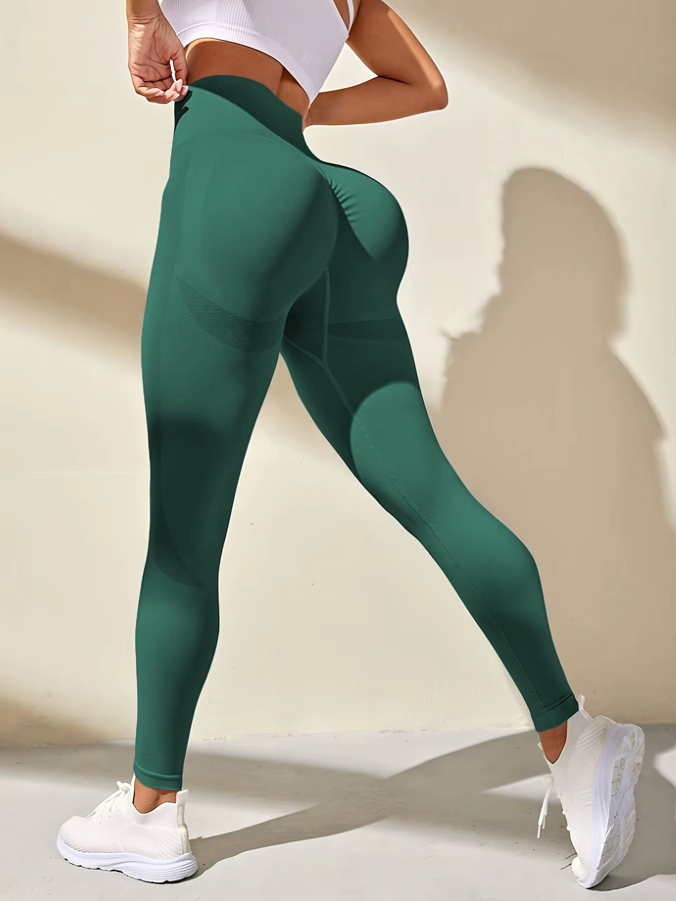 Peach Shaped Leggings - Forrest Green