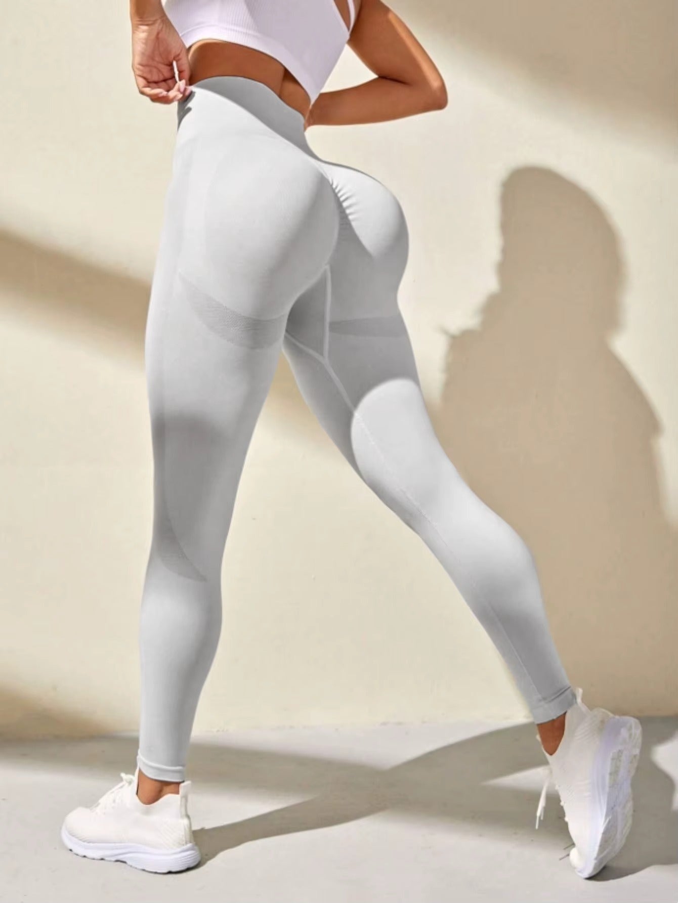 Peach Shaped Leggings - Ljusgrå