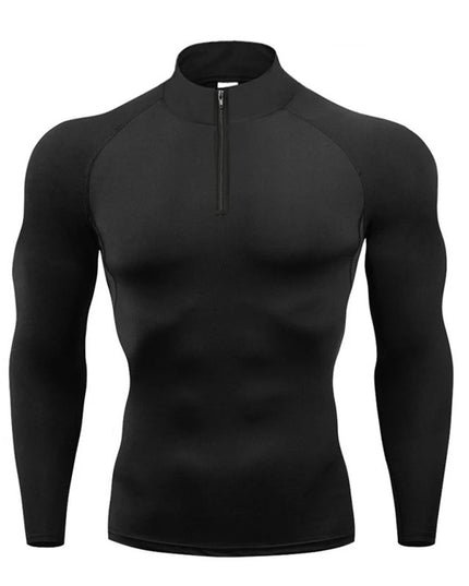 CTRL Pro pitkähihainen paita - Musta miesten treenipaita, jossa vetoketjullinen puolipitkä vetoketju