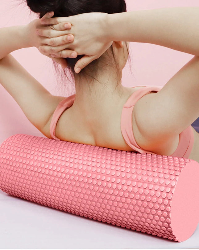 Yoga Roller round Enhanced Home Workouts EVA Foam Cylinder Hexagonal Roller for Pilates Exercise Diameter 9.5Cm Length 45Cm