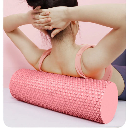 Yoga Roller round Enhanced Home Workouts EVA Foam Cylinder Hexagonal Roller for Pilates Exercise Diameter 9.5Cm Length 45Cm