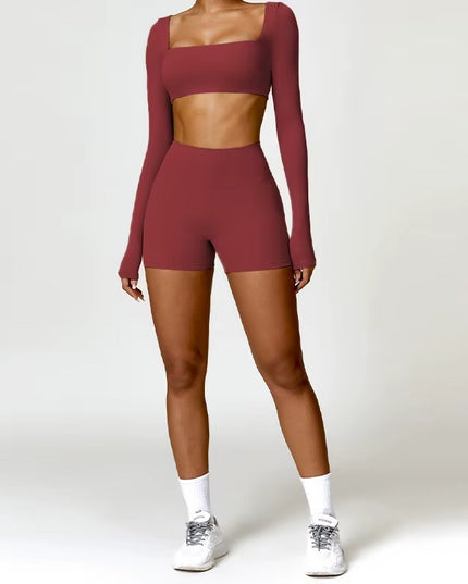 Dynamic Yoga Set - Shorts - Chestnut Red