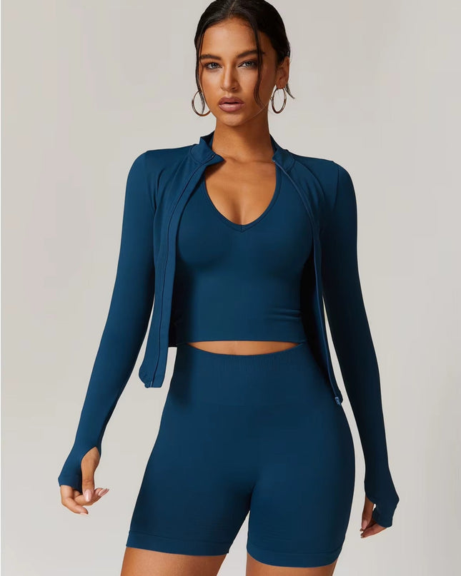 Core Zip Performance Trainingsjacke - Stahlblau