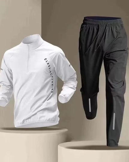 VYRE-juoksusetti - Valkoiset juoksuvaatteet miehille