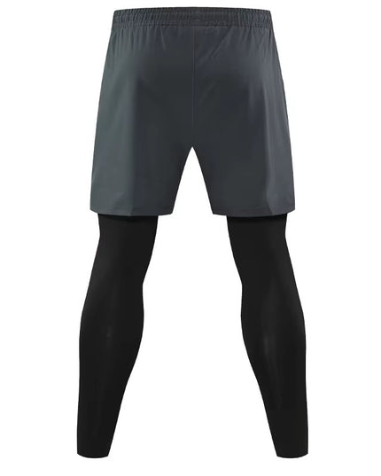 CoreLayer Pants - Harmaat camokuvioiset miesten shortsit trikoineen