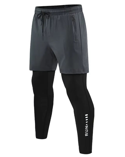 CoreLayer Pants - Harmaat camokuvioiset miesten shortsit trikoineen